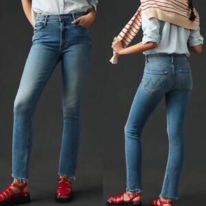 Mother The Dazzler Hoover Getalongs Blue Denim Straight Leg High Rise Size 29
